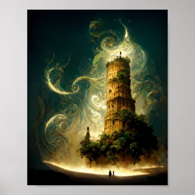 Spirit Tower Fantasy Sci-Fi Art Poster (Front)