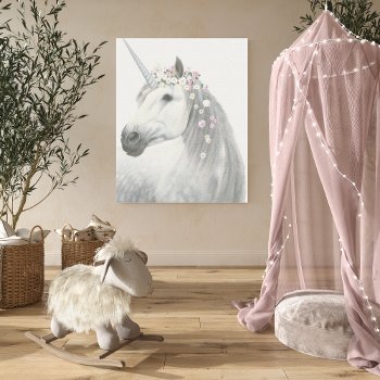 Spirit Unicorn With Flowers In Mane Canvas Print by wildapple at Zazzle