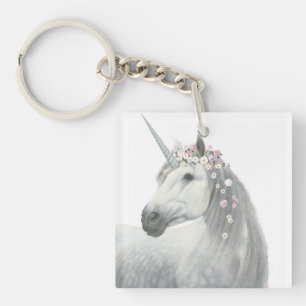 Spirit Unicorn with Flowers in Mane Keychain
