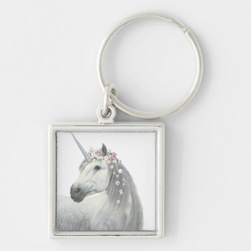 Spirit Unicorn with Flowers in Mane Keychain