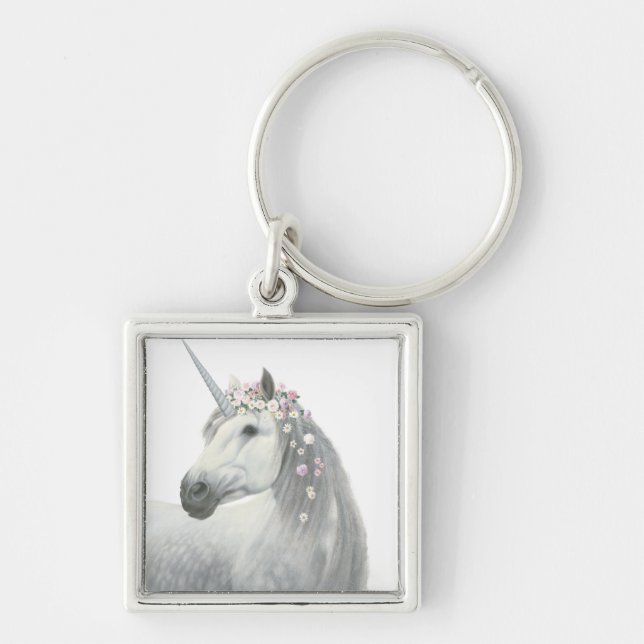 Spirit Unicorn with Flowers in Mane Keychain (Front)