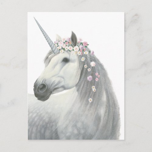 Spirit Unicorn with Flowers in Mane Postcard