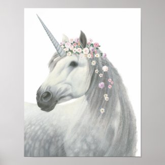 Spirit Unicorn with Flowers in Mane Poster
