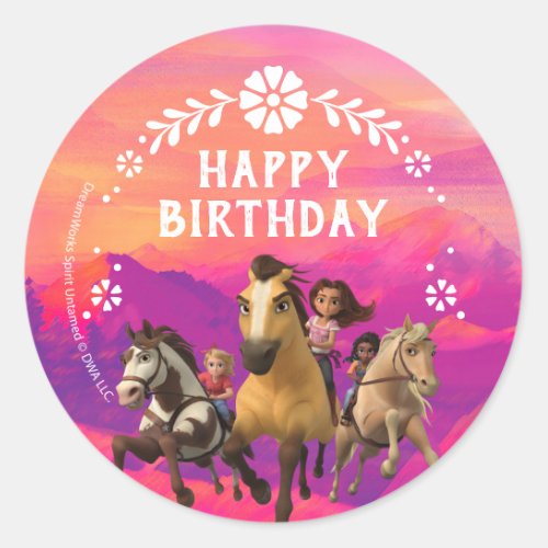 Spirit Untamed Birthday  Classic Round Sticker