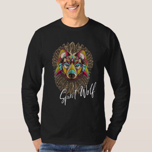 SPIRIT WOLF ANIMAL MENS WILDLIFE LONG SLEEVE T_Shirt