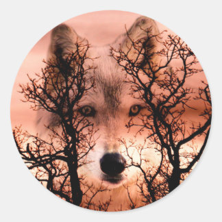 Spirit wolf classic round sticker