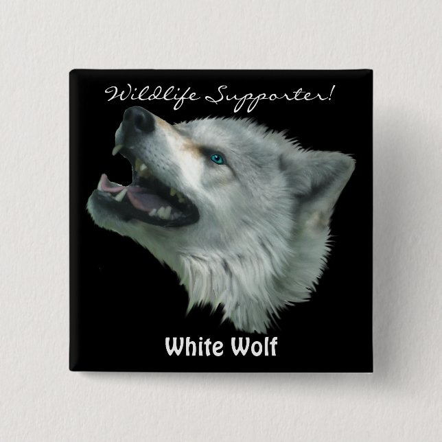 SPIRIT WOLF  Grey Wolf Wild Animal Pinback Button (Front)