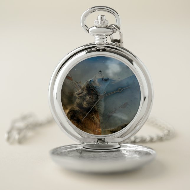 Spirit Wolf Howling Pocket Watch (Inside)