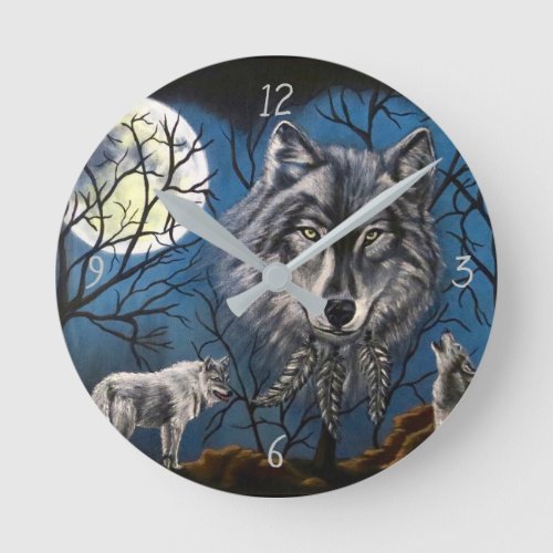 Spirit Wolf  Round Clock