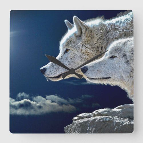 Spirit Wolf Square Wall Clock