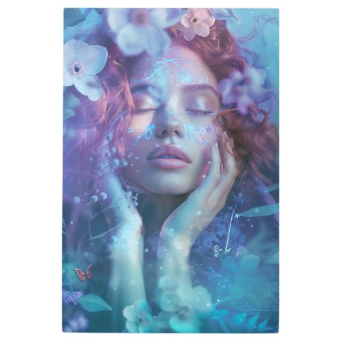  Spirit Woman Spiritual Mediation FLORAL SC4 Metal Print