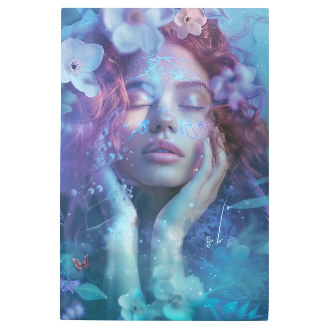 *~* Spirit Woman Spiritual Mediation FLORAL SC4 Metal Print (Front)