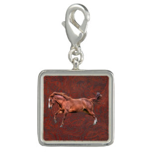 Spirited Dun Horse & Leather-effect Jewelry Design Charm