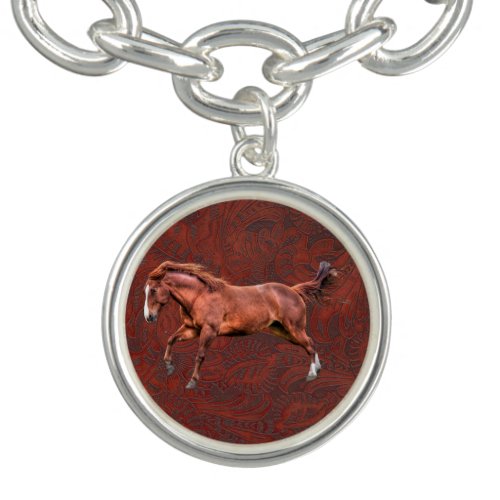 Spirited Dun Horse  Leather_effect Jewelry Design Charm Bracelet