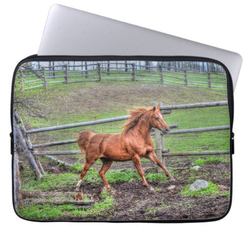 Spirited Dun Pony Horse Running on Ranch Laptop Sleeve