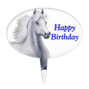 Spirited Gray Horse Customizable Cake Pick