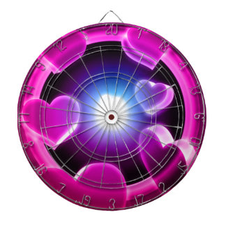 Spirited Hot Pink Glow Hearts Dartboard With Darts