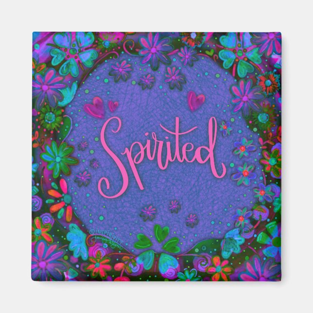 Spirited Purple Pretty Fun Floral Inspirivity Magnet (Front)