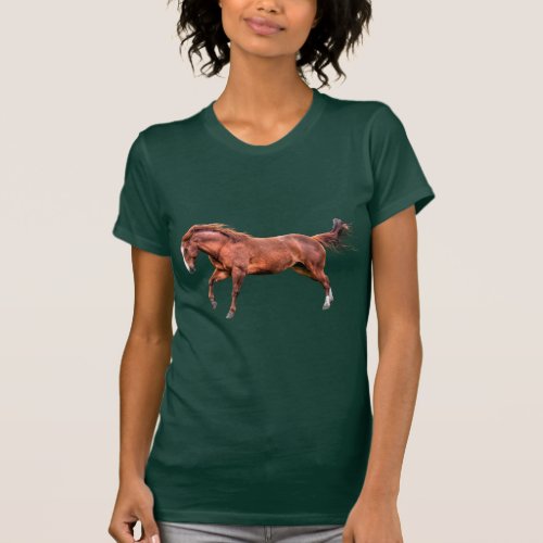 Spirited Red Dun Horse Running Cantering Playing T_Shirt