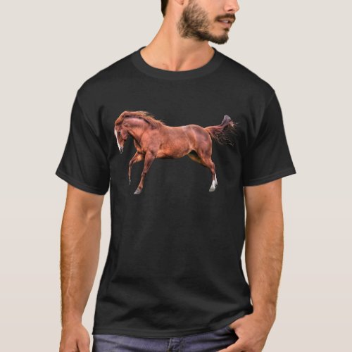 Spirited Red Dun Horse Running Cantering Playing T_Shirt