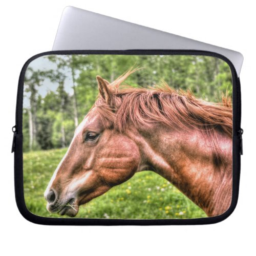 Spirited Red Dun Horse Running Portrait Laptop Sleeve