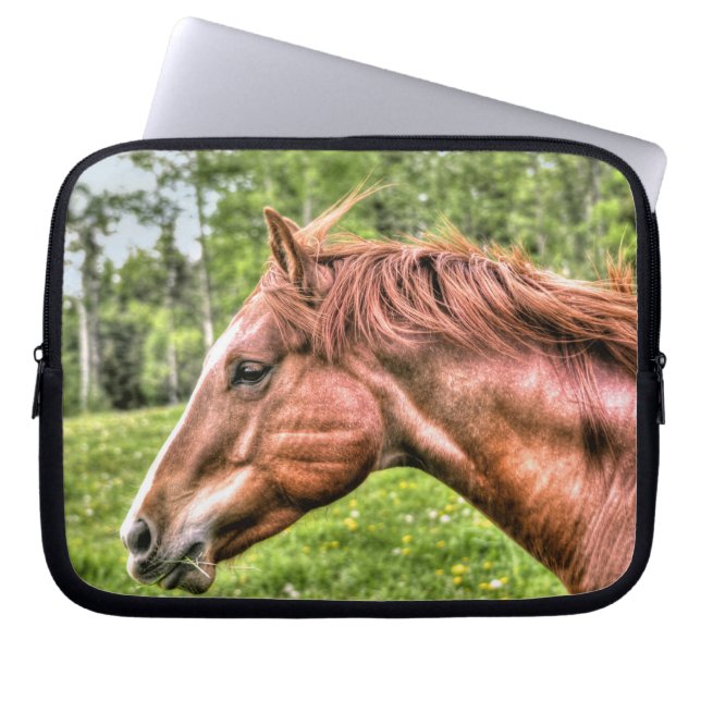 Spirited Red Dun Horse Running Portrait Laptop Sleeve (Front)