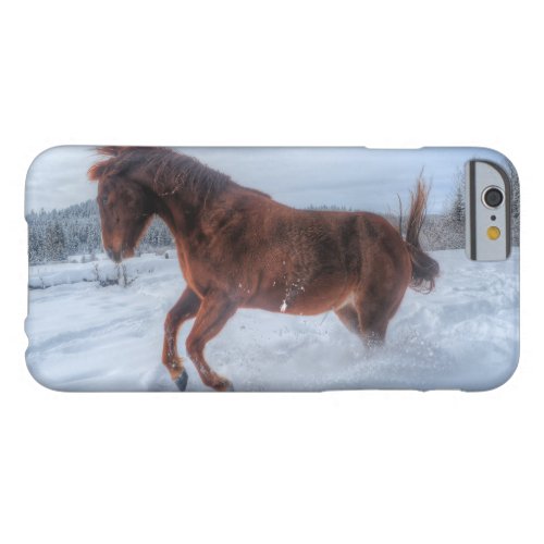 Spirited Sorrel Horse Rearing Up in Winter Snow Barely There iPhone 6 Case