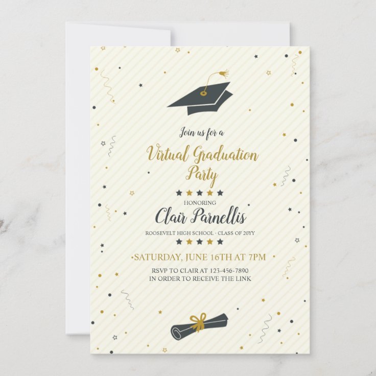 Spirited Virtual Graduation Party Invitation | Zazzle