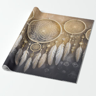 Spirits and Souls, Lacy Neutral Dreamcatchers Wrapping Paper