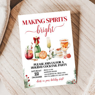 Spirits Bright Cocktail Holiday Christmas Party Invitation
