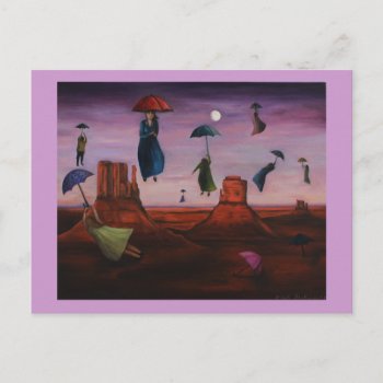 Spirits Of The Flying Umbrellas 2 Postcard by paintingmaniac at Zazzle