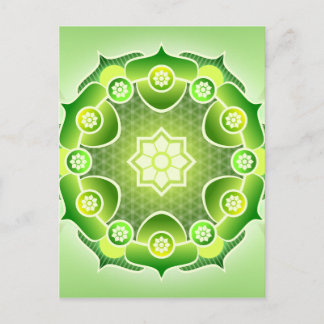 Spiritual Abstract Green Mandala Heart Chakra Postcard