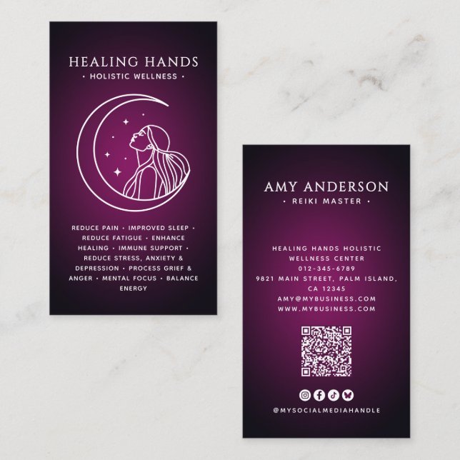 Spiritual/Alternative Wellness Goddess Moon Healer Business Card (Front/Back)