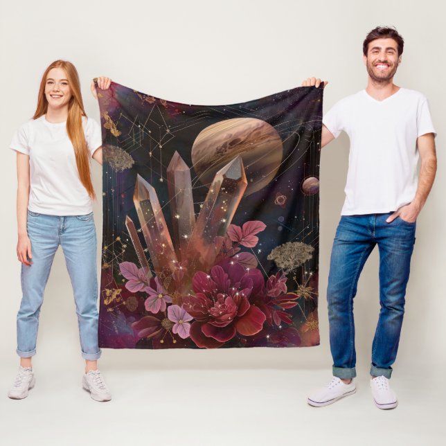 Spiritual Amethyst Energy Celestial Pattern Fleece Blanket (In Situ)