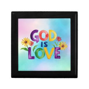 Spiritual Bible Quote God is Love Colorful flower Gift Box