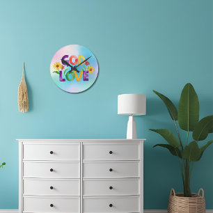 Spiritual Bible Quote God is Love Colorful flower Round Clock
