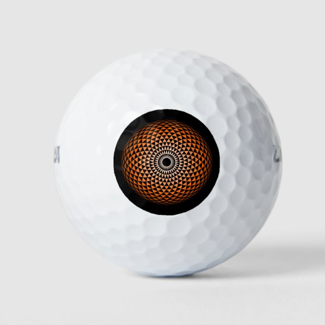 Spiritual Black Orange Mandala Geometric Art Golf Balls (Front)