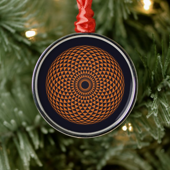 Spiritual Black Red Mandala Geometric Art Metal Ornament (Tree)