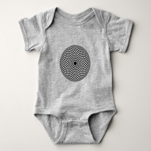 Spiritual Black White Mandala Geometric Art Baby Bodysuit (Front)