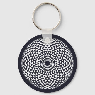 Spiritual Black White Mandala Geometric Art Keychain