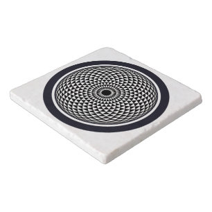 Spiritual Black White Mandala Geometric Art Trivet