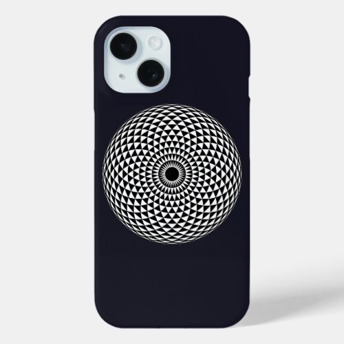 Spiritual Black White Mandala Geometric Oriental iPhone 15 Case