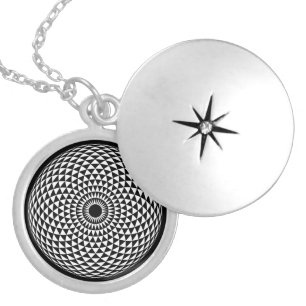 Spiritual Black White Mandala Geometric Oriental Locket Necklace