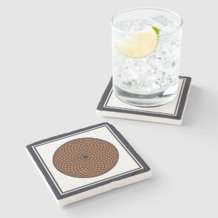 Spiritual Black White Mandala Geometric Oriental Stone Coaster