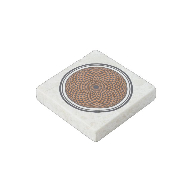 Spiritual Black White Mandala Geometric Oriental Stone Magnet (Angled)