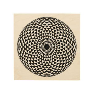 Spiritual Black White Mandala Geometric Oriental Wood Wall Art