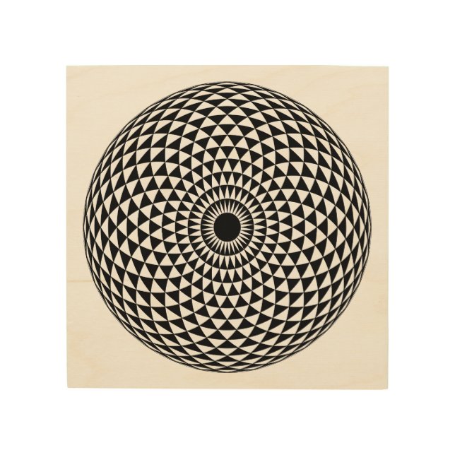 Spiritual Black White Mandala Geometric Oriental Wood Wall Art (Front)
