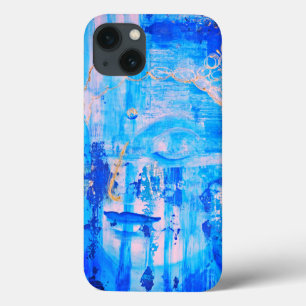 Spiritual Blue Buddha Head Statue Abstract Artwork iPhone 13 Case