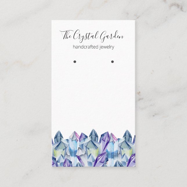 Spiritual Boho Amethyst Crystals Earring Jewelry Business Card (Front)