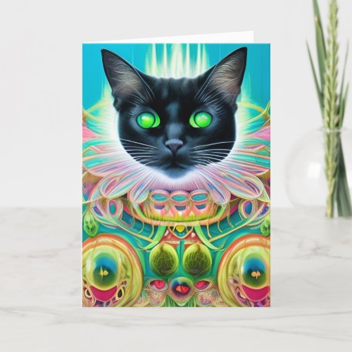 Spiritual Boho Vibe Witch Indigo Child Black Cat H Holiday Card